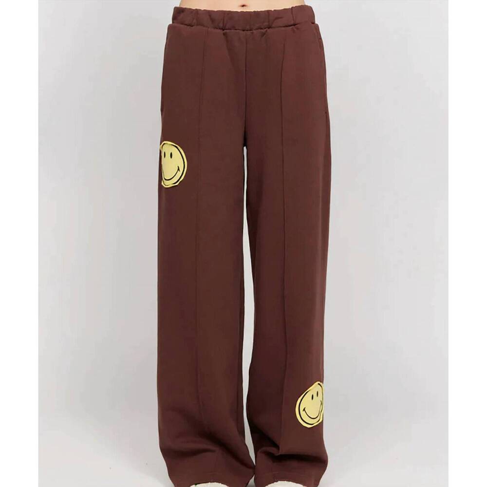 NEW SAMII RYAN women's smiley straight leg pants in brown